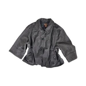 Duck Head Woman Grey Denim Babydoll Jacket 3/4 Sleeve Button Front Plus Size 3X